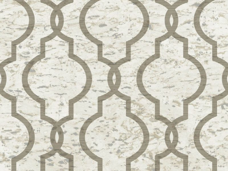 Geo on Metallic Cork Faux Wallpaper